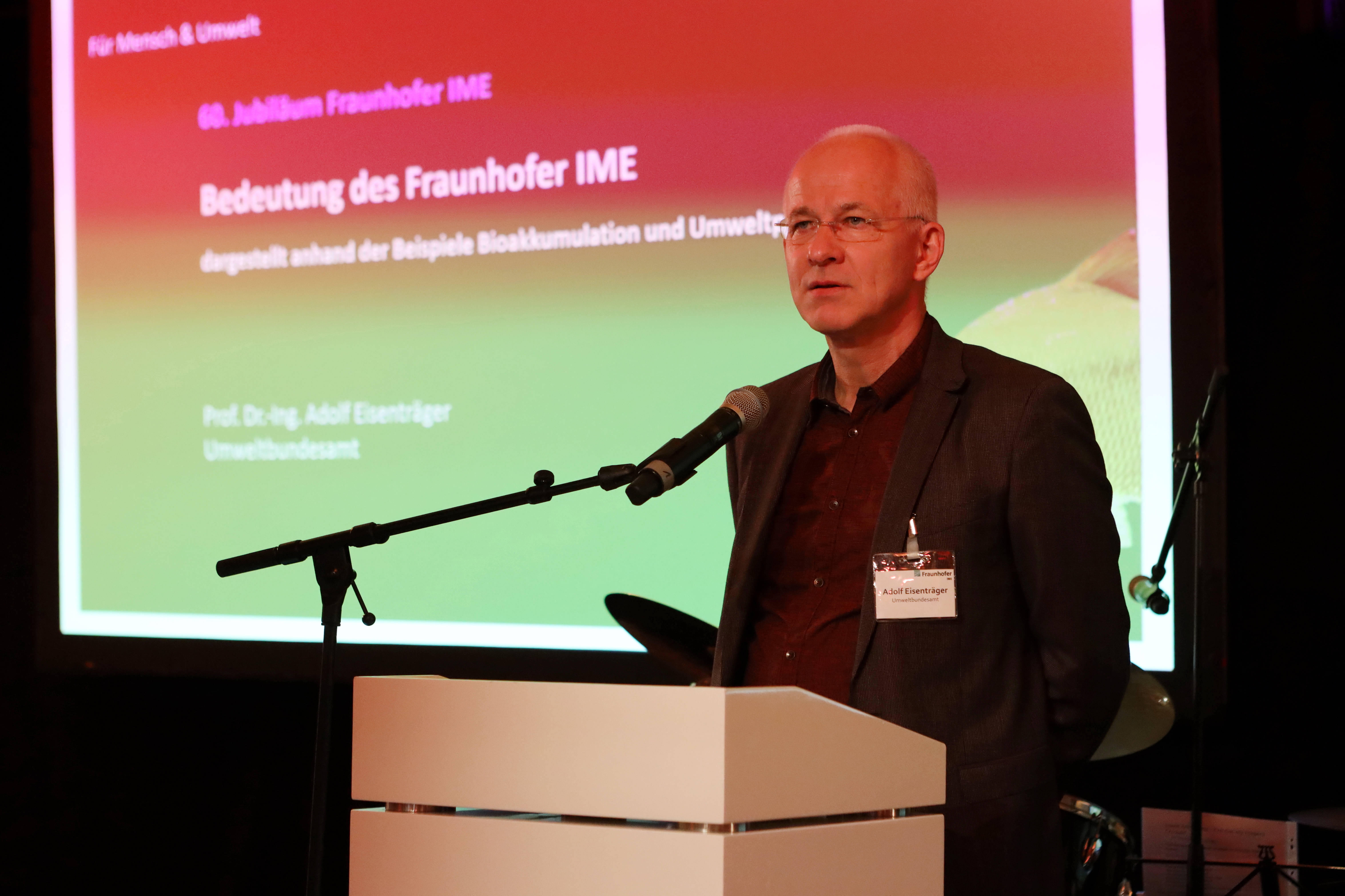 Presentation of Fraunhofer IME relevance by Professor Adolf Eisenträger, head of the division Pharmaceuticals, Chemicals and Substance Analysis at the German Environment Agency (UBA)